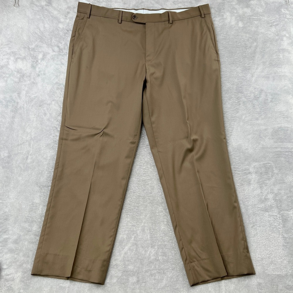 Patrick James Loro Piana Wool Dress Pants Size 40 Brown Mens Flat Front Luxury